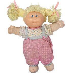 Vintage 80s Cabbage Patch Kids Doll Girl Blonde Braids Retro Stuffed Toy Xavier